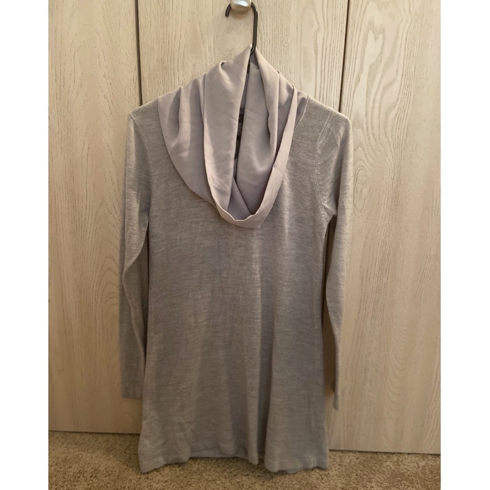 Short cowl neck long sleeve gray dress